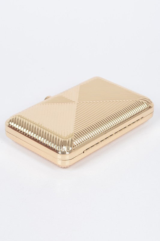 Textured Shiny Metal Box Clutch