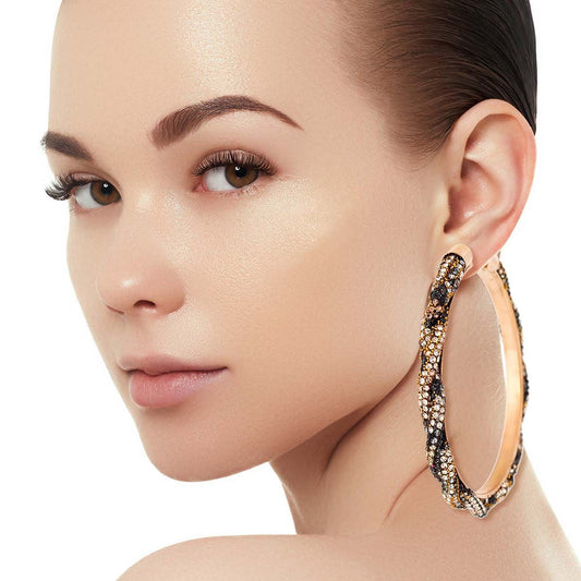 Leopard Twisted Stone Hoops