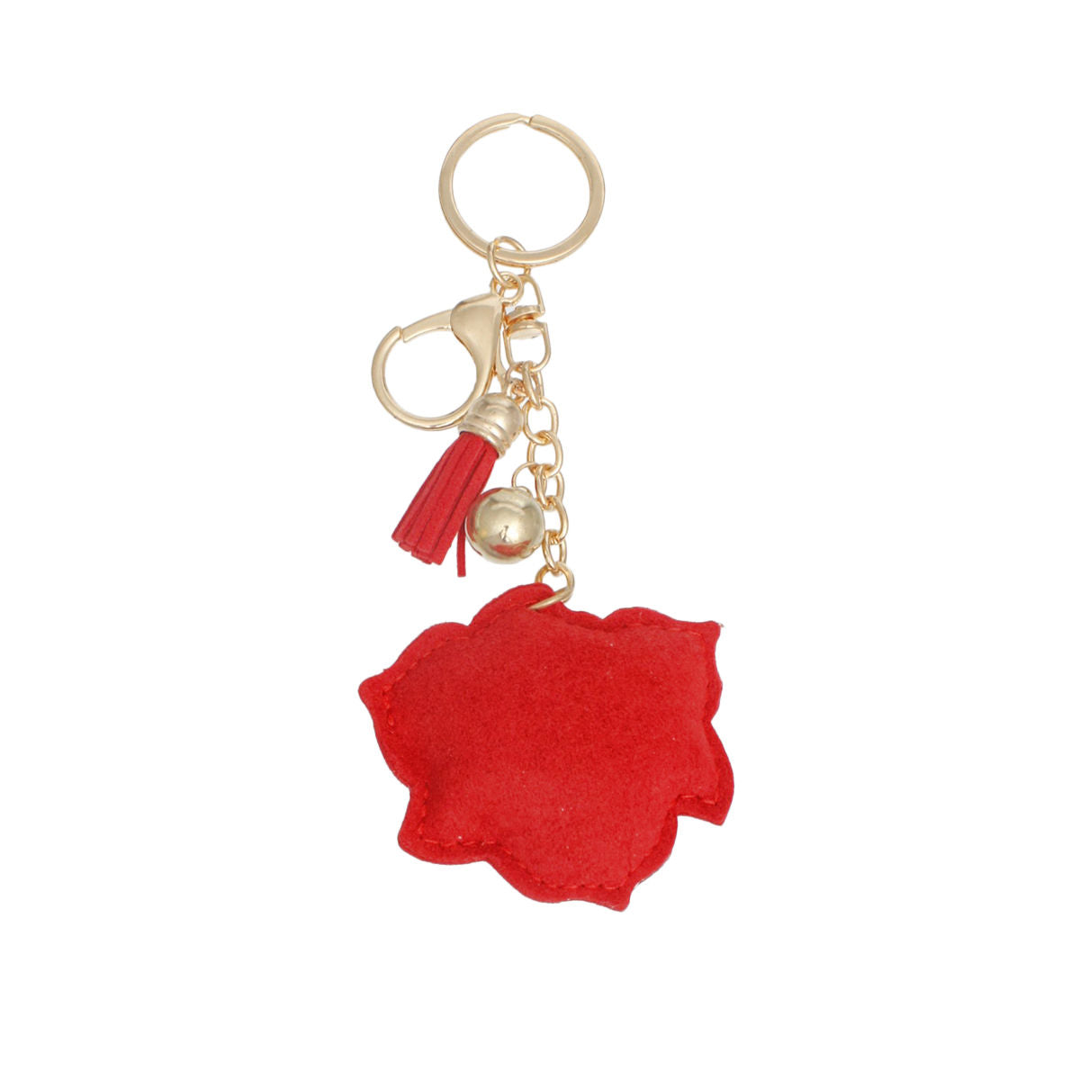 Keychain Radiant Red Rhinestone Rose Charm